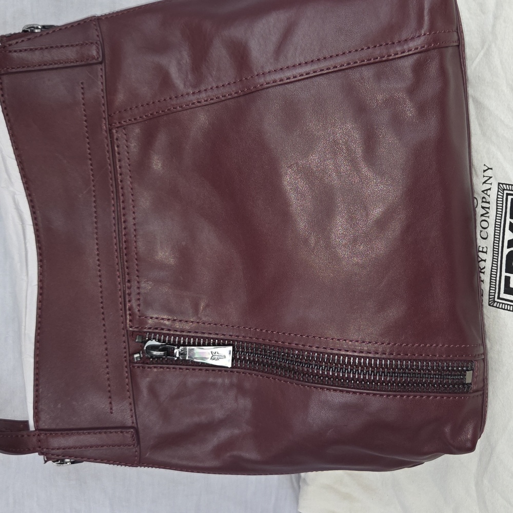 FRYE NEW Leather WINE Burgandy Shoulder LENA Large Purse Tote Bag NWT